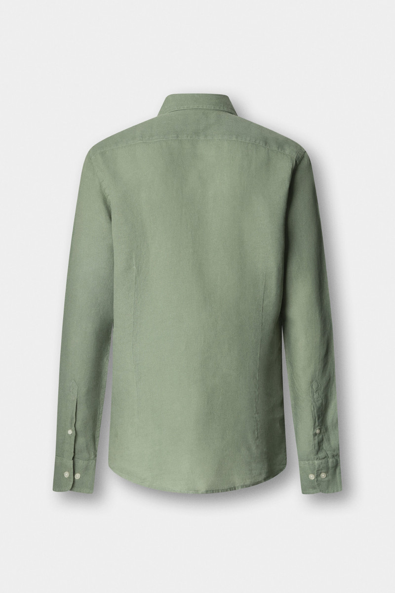 Košeľa Hackett London Ess Gmd Linen Brpt Sage Green