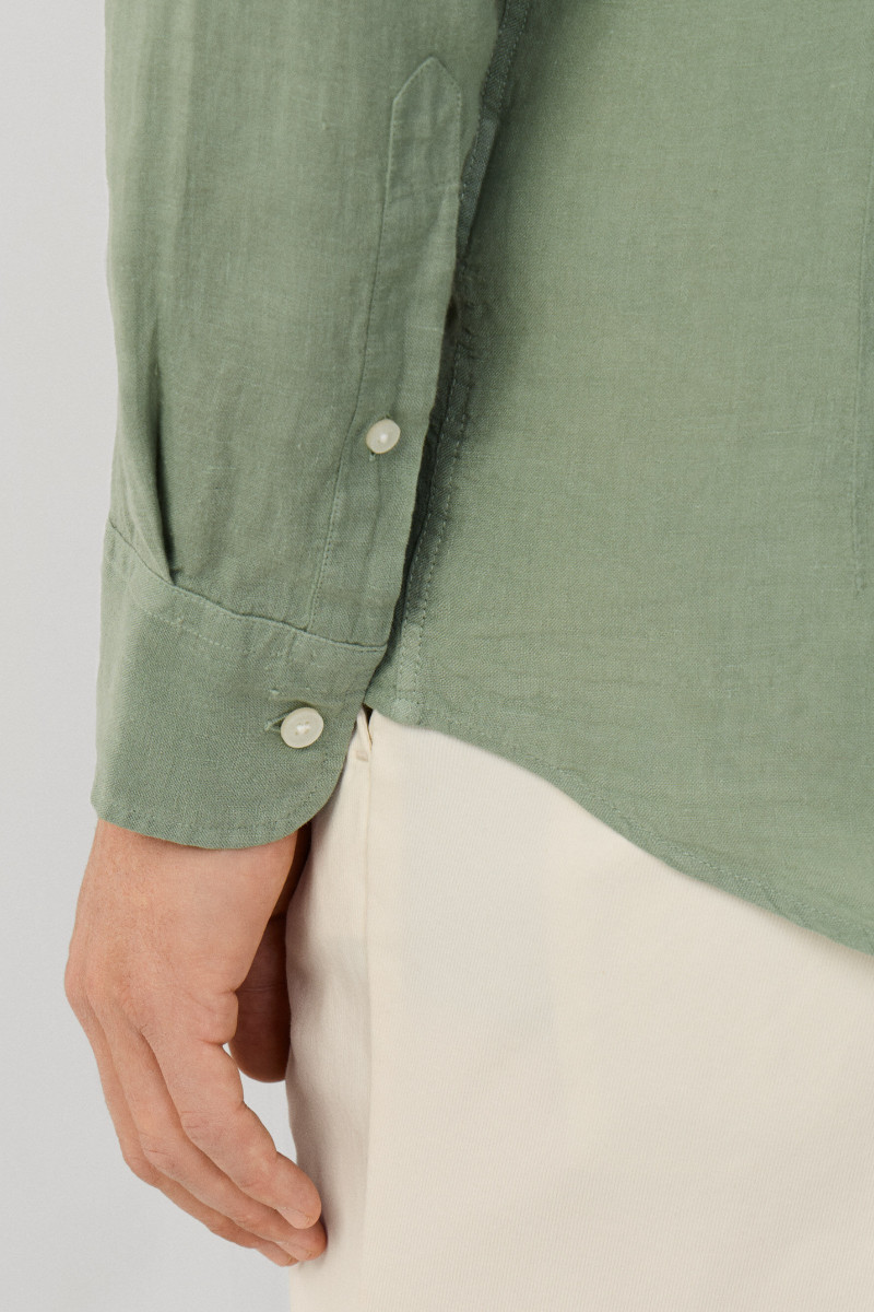 Košeľa Hackett London Ess Gmd Linen Brpt Sage Green