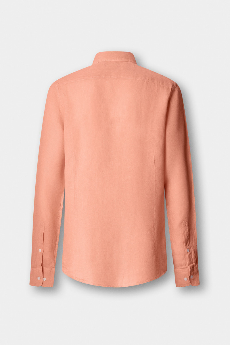 Košeľa Hackett London Ess Gmd Linen Brpt Sunset Orange