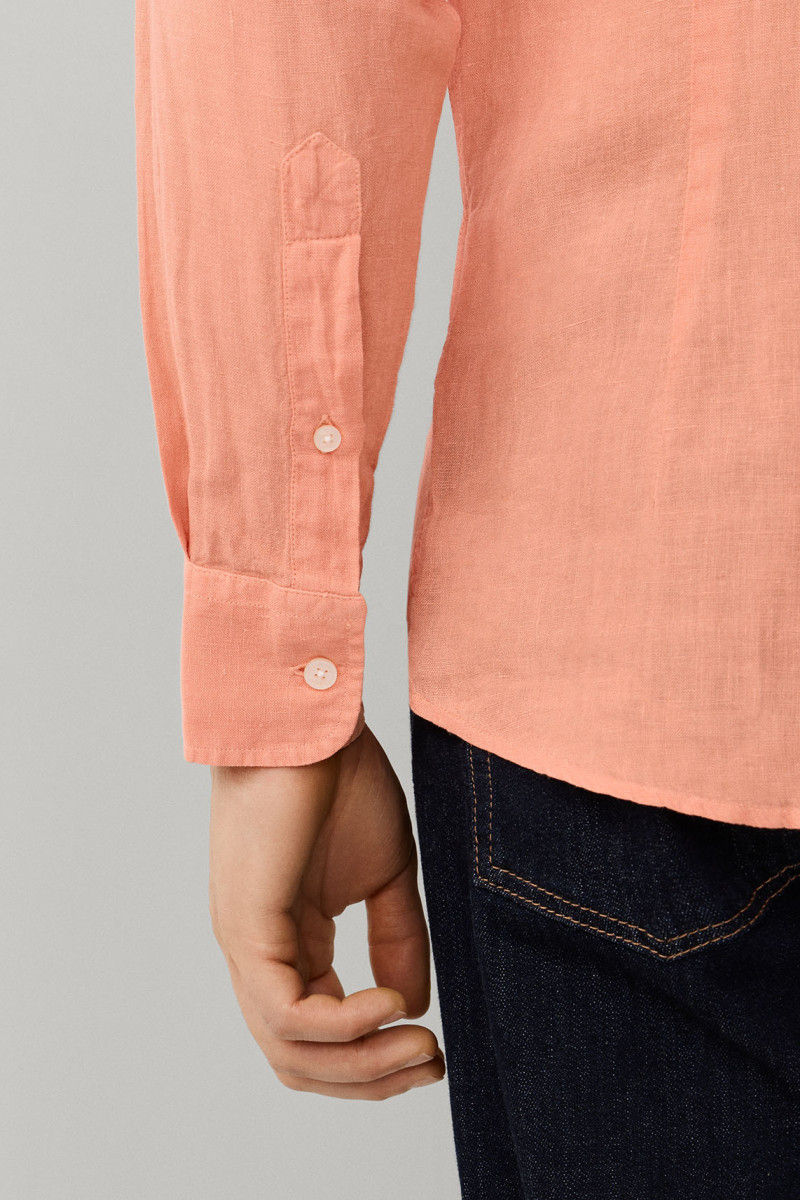Košeľa Hackett London Ess Gmd Linen Brpt Sunset Orange
