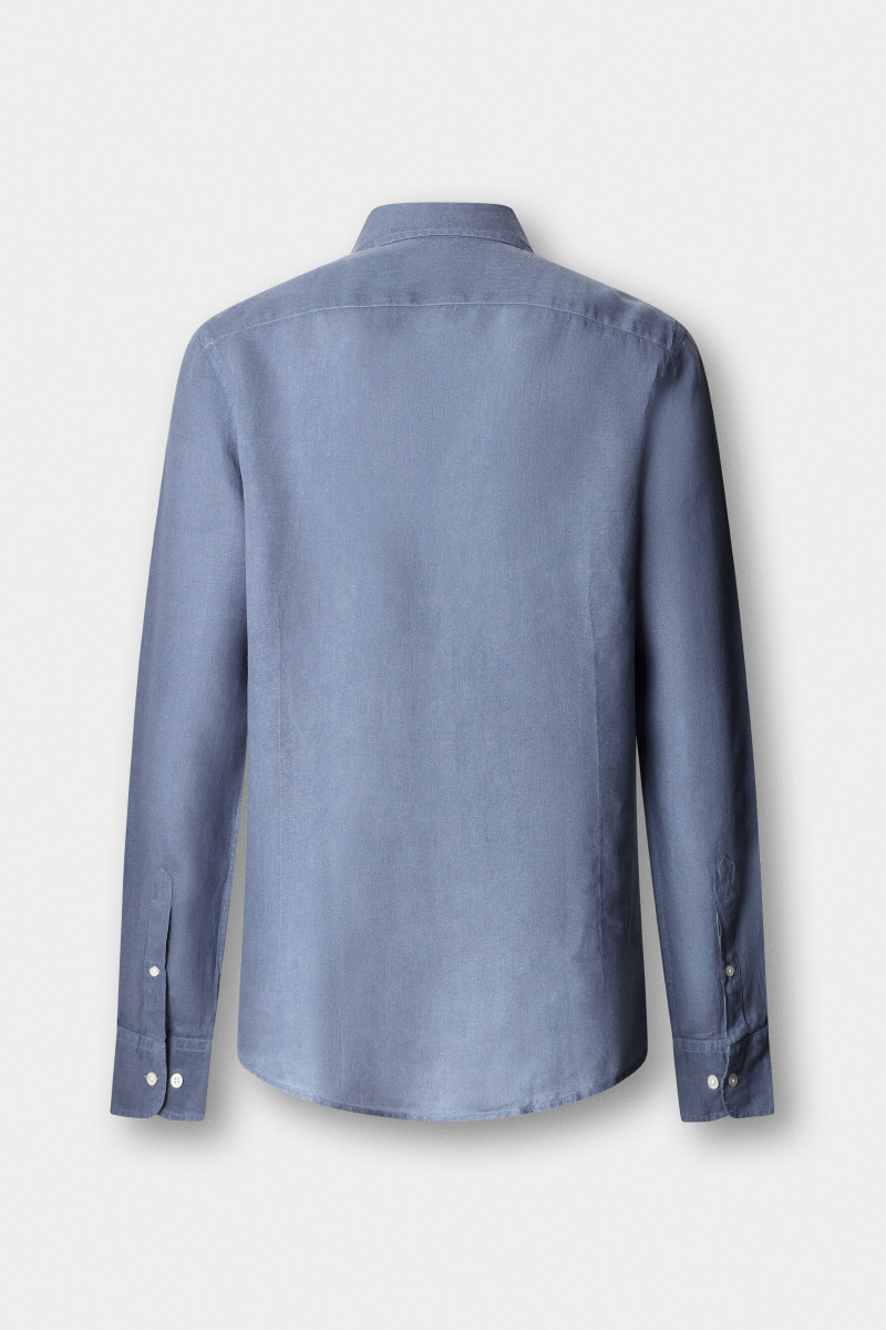 Košeľa Hackett London Ess Gmd Linen Brpt Thames Blue