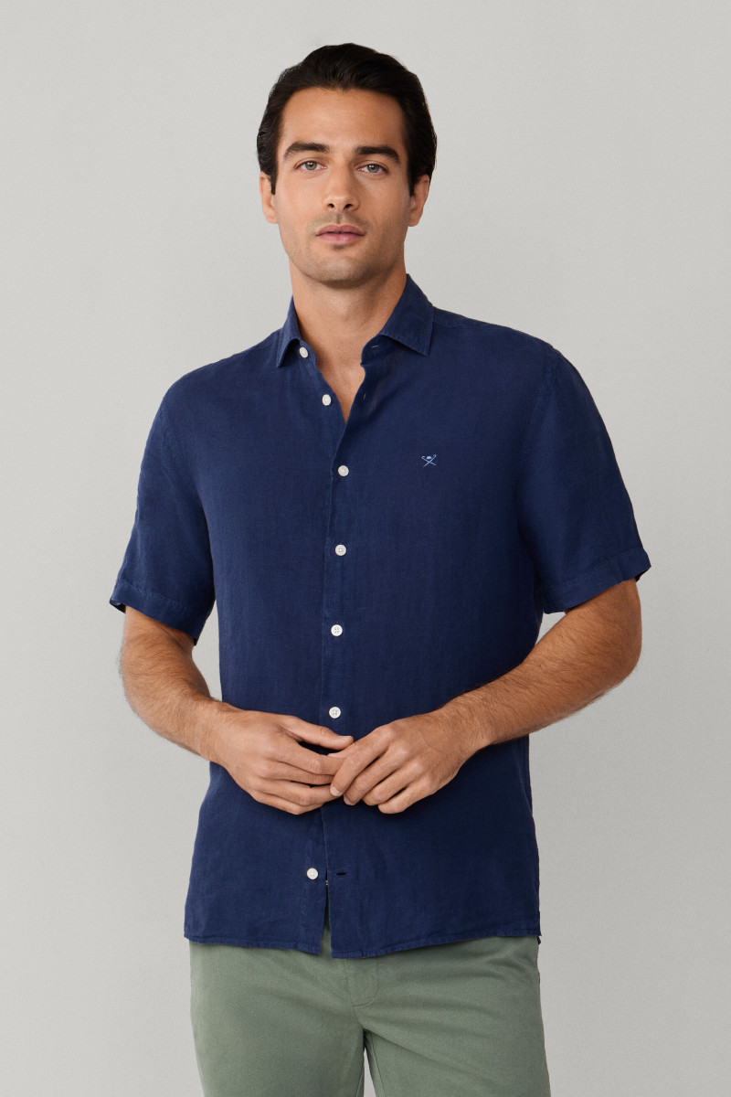 Košeľa Hackett London Gmd Linen Ss Old Navy