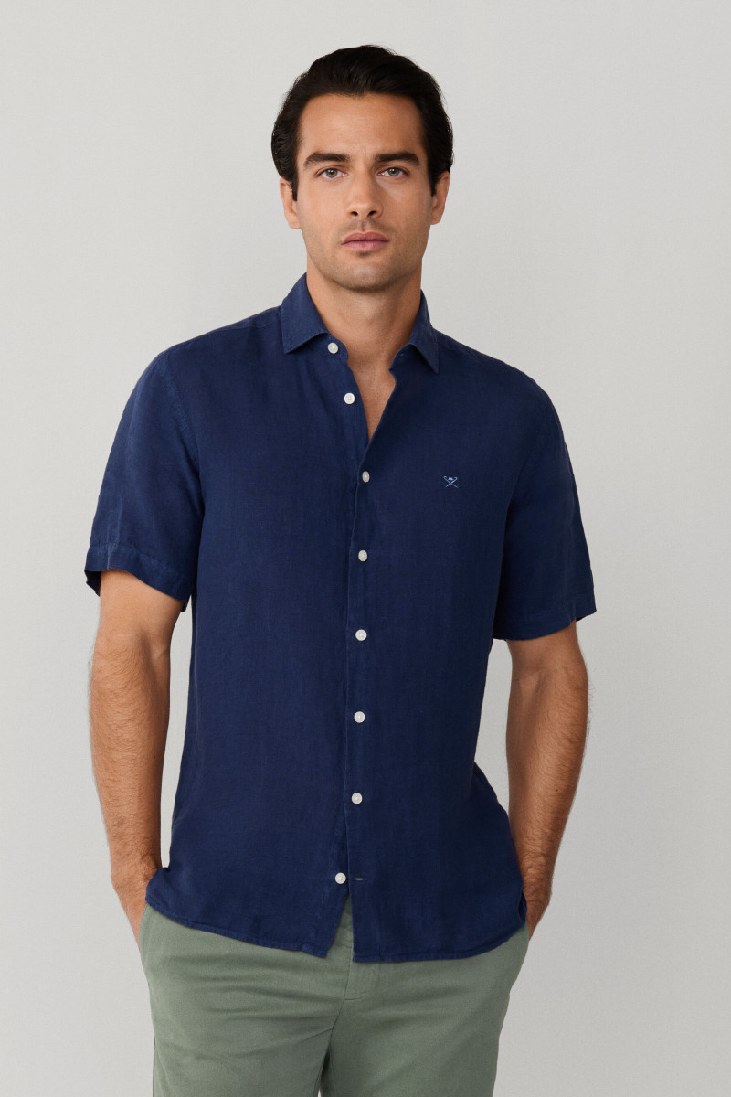 Košeľa Hackett London Gmd Linen Ss Old Navy
