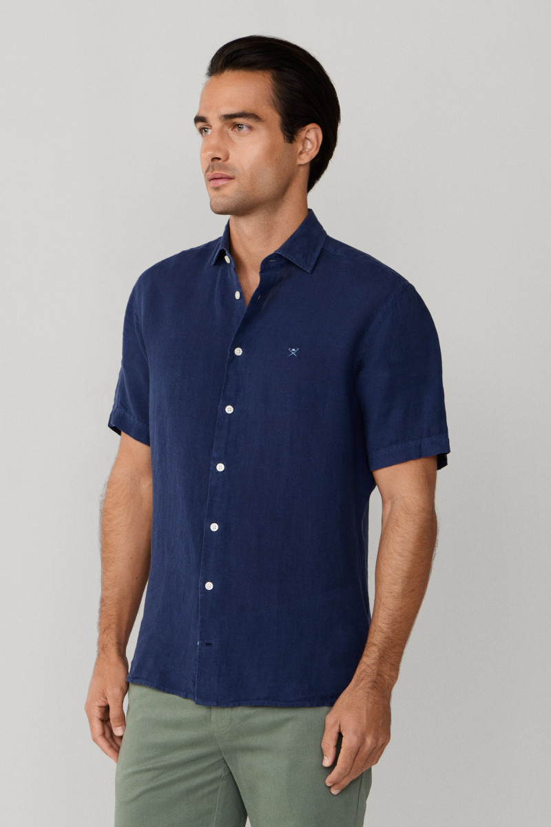 Košeľa Hackett London Gmd Linen Ss Old Navy