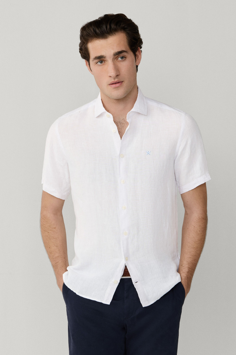 Košeľa Hackett London Gmd Linen Ss Optic White