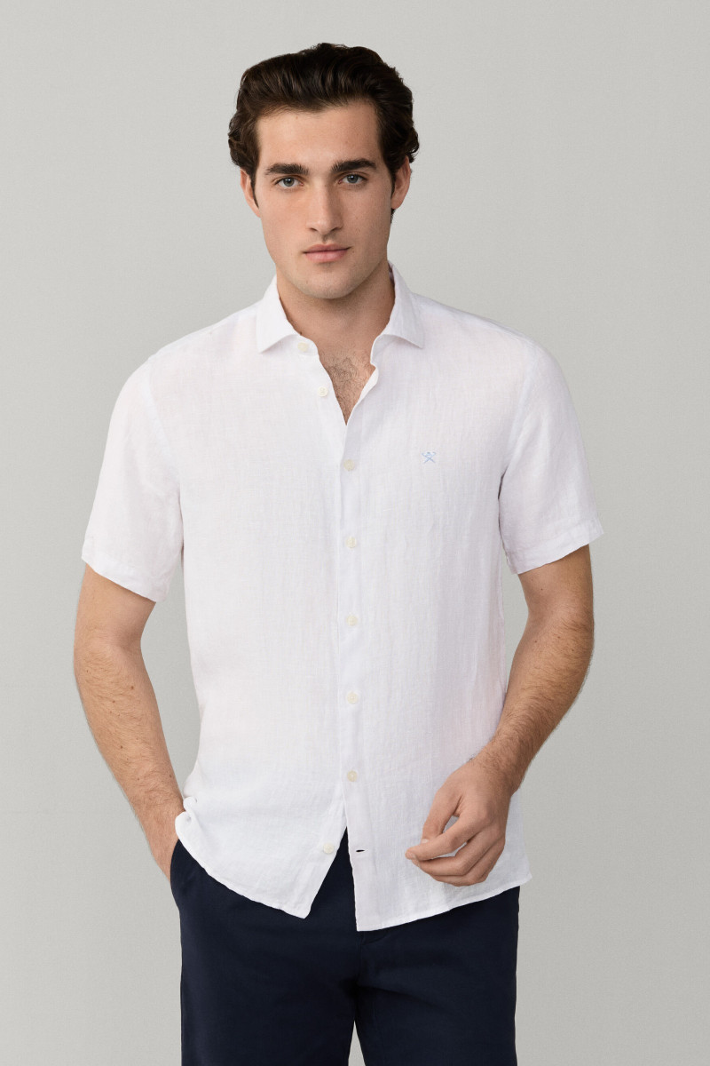 Košeľa Hackett London Gmd Linen Ss Optic White