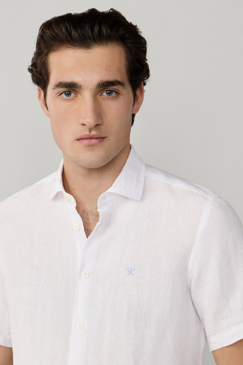 Košeľa Hackett London Gmd Linen Ss Optic White
