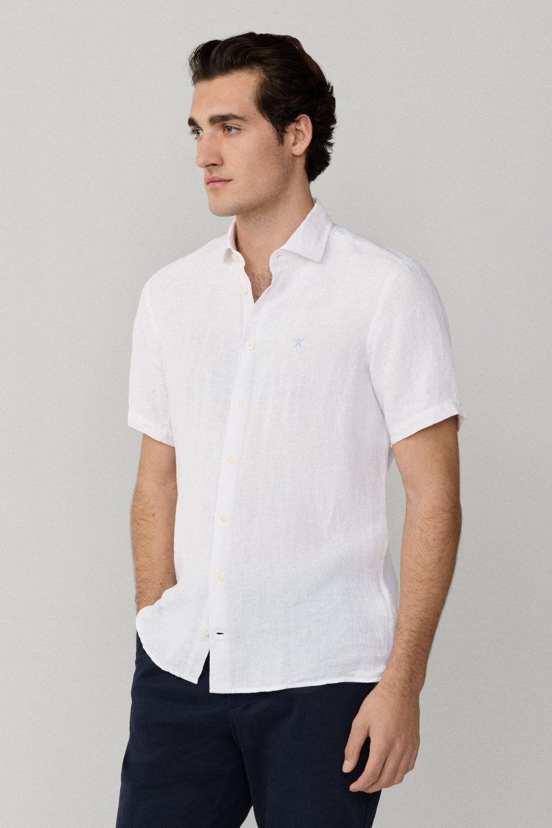 Košeľa Hackett London Gmd Linen Ss Optic White