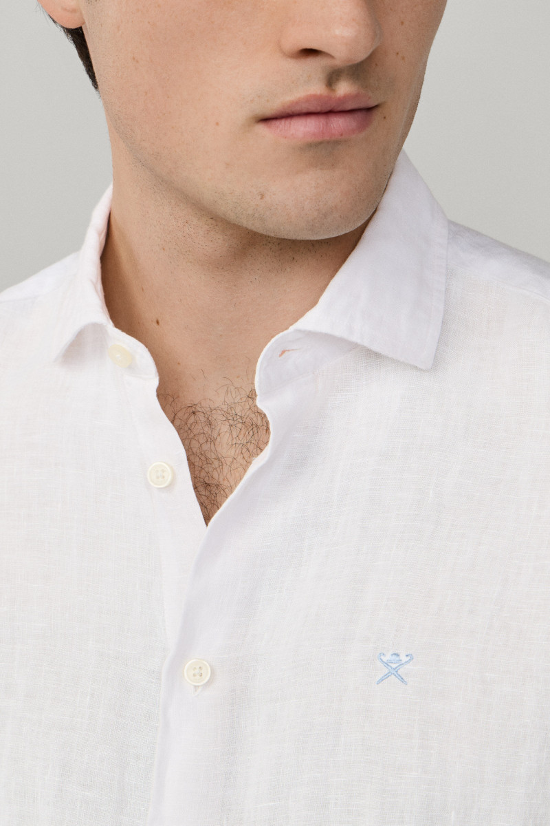 Košeľa Hackett London Gmd Linen Ss Optic White