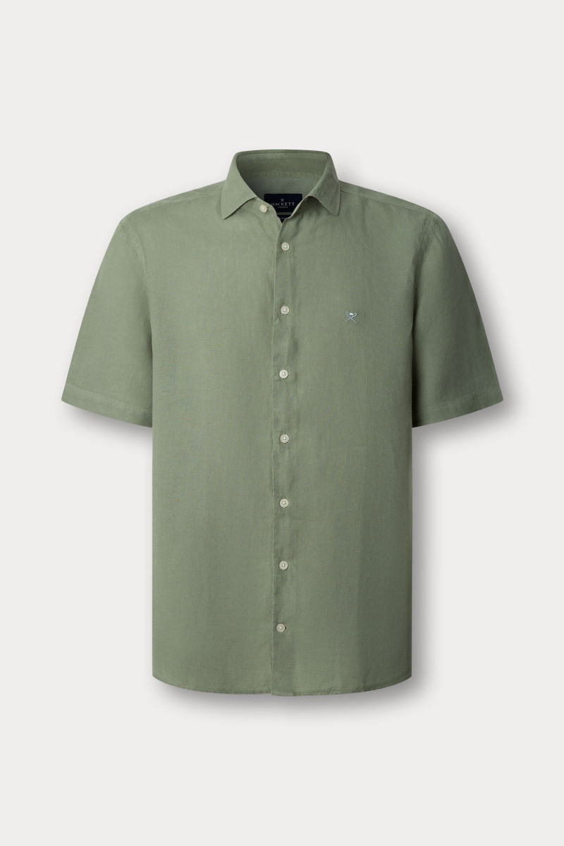 Košeľa Hackett London Gmd Linen Ss Sage Green