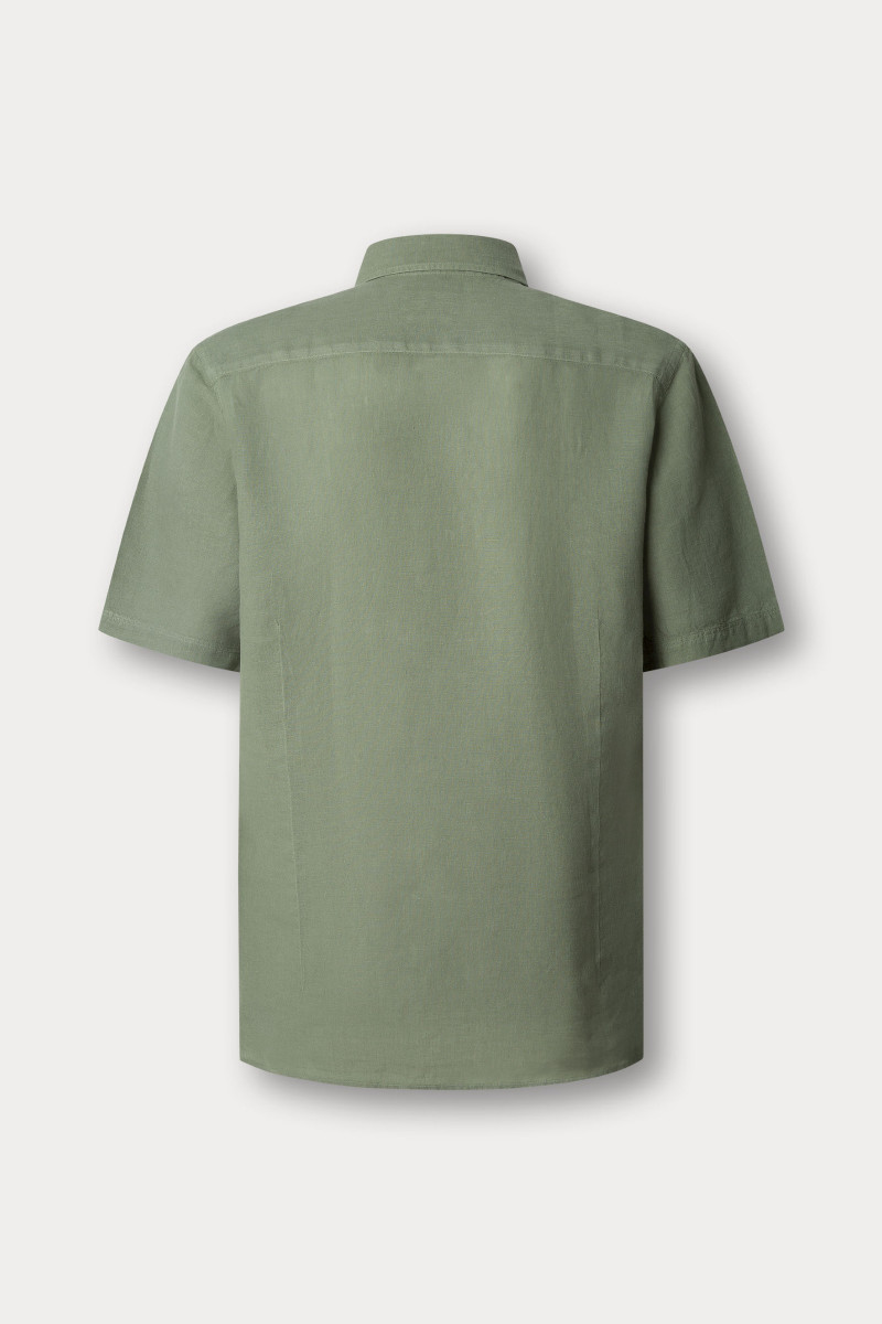 Košeľa Hackett London Gmd Linen Ss Sage Green