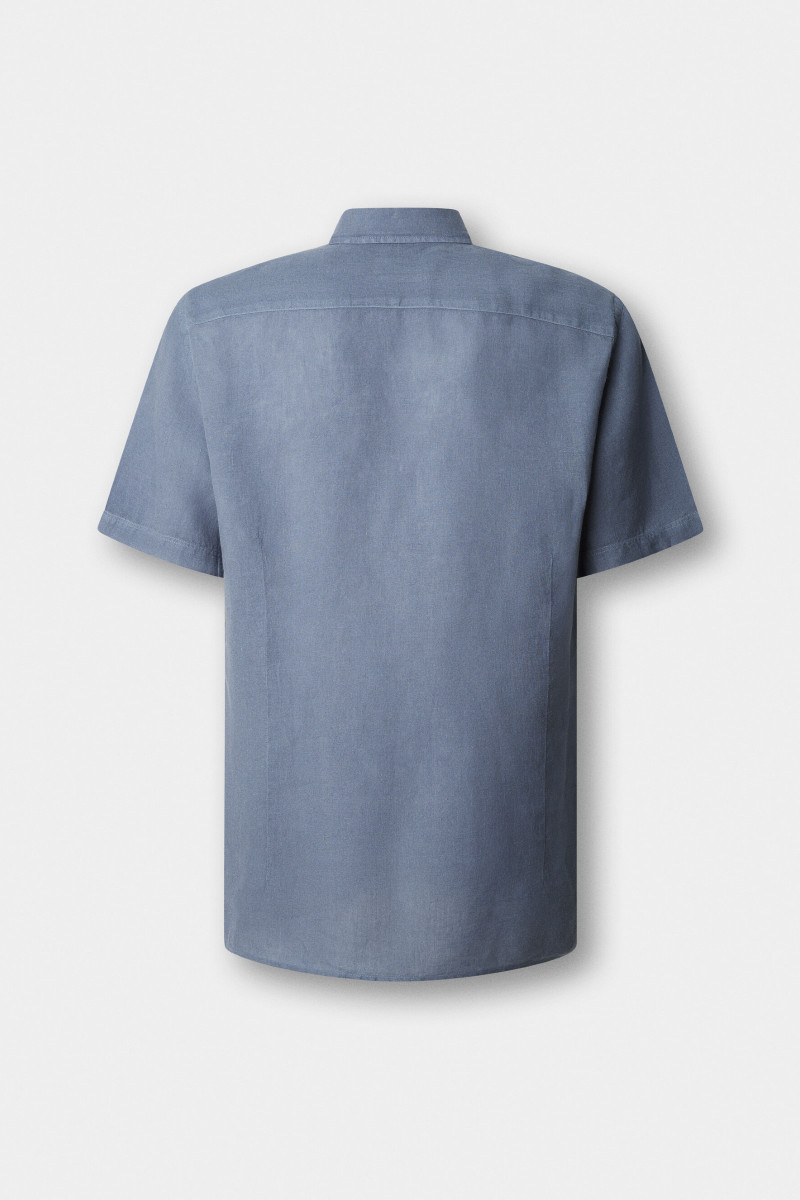 Košeľa Hackett London Gmd Linen Ss Thames Blue