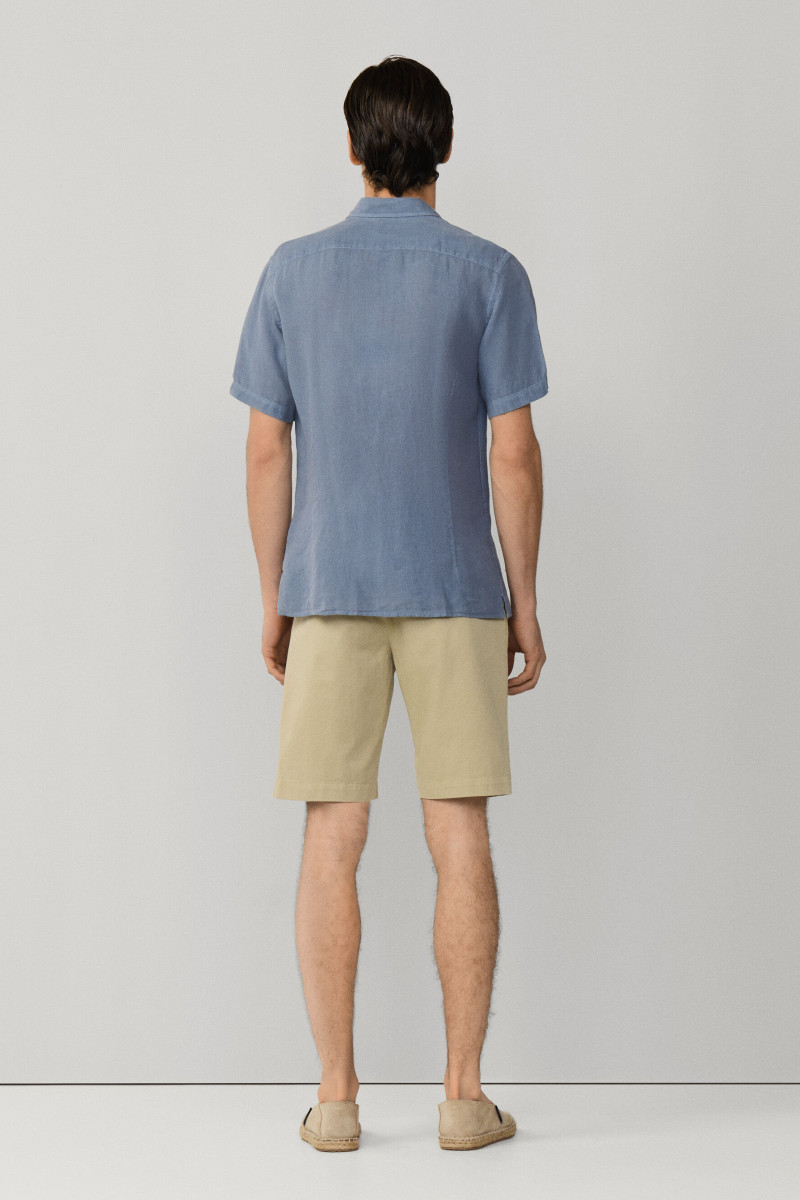 Košeľa Hackett London Gmd Linen Ss Thames Blue