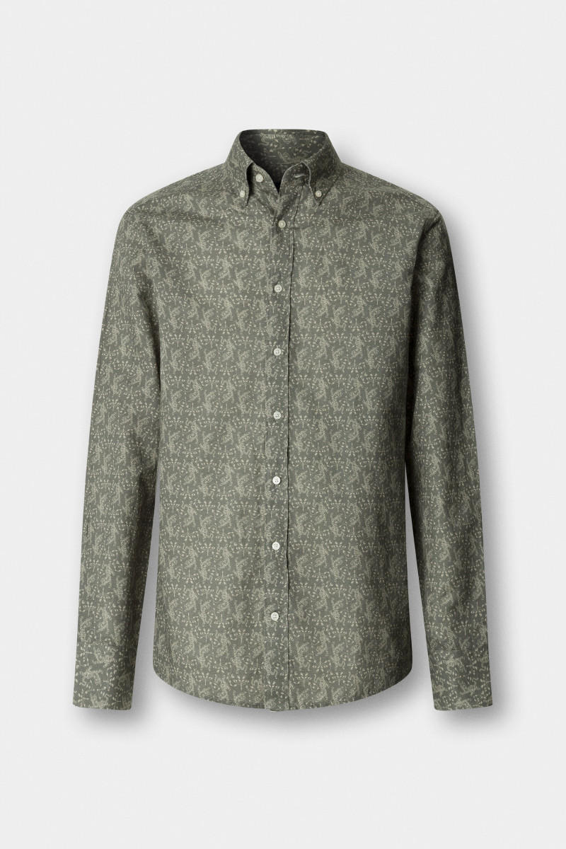 Košeľa Hackett London Tiger Print Sage Green