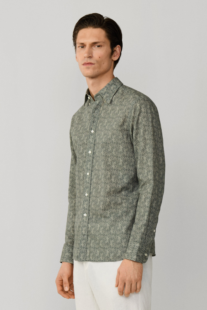 Košeľa Hackett London Tiger Print Sage Green