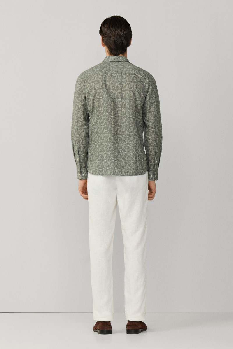 Košeľa Hackett London Tiger Print Sage Green