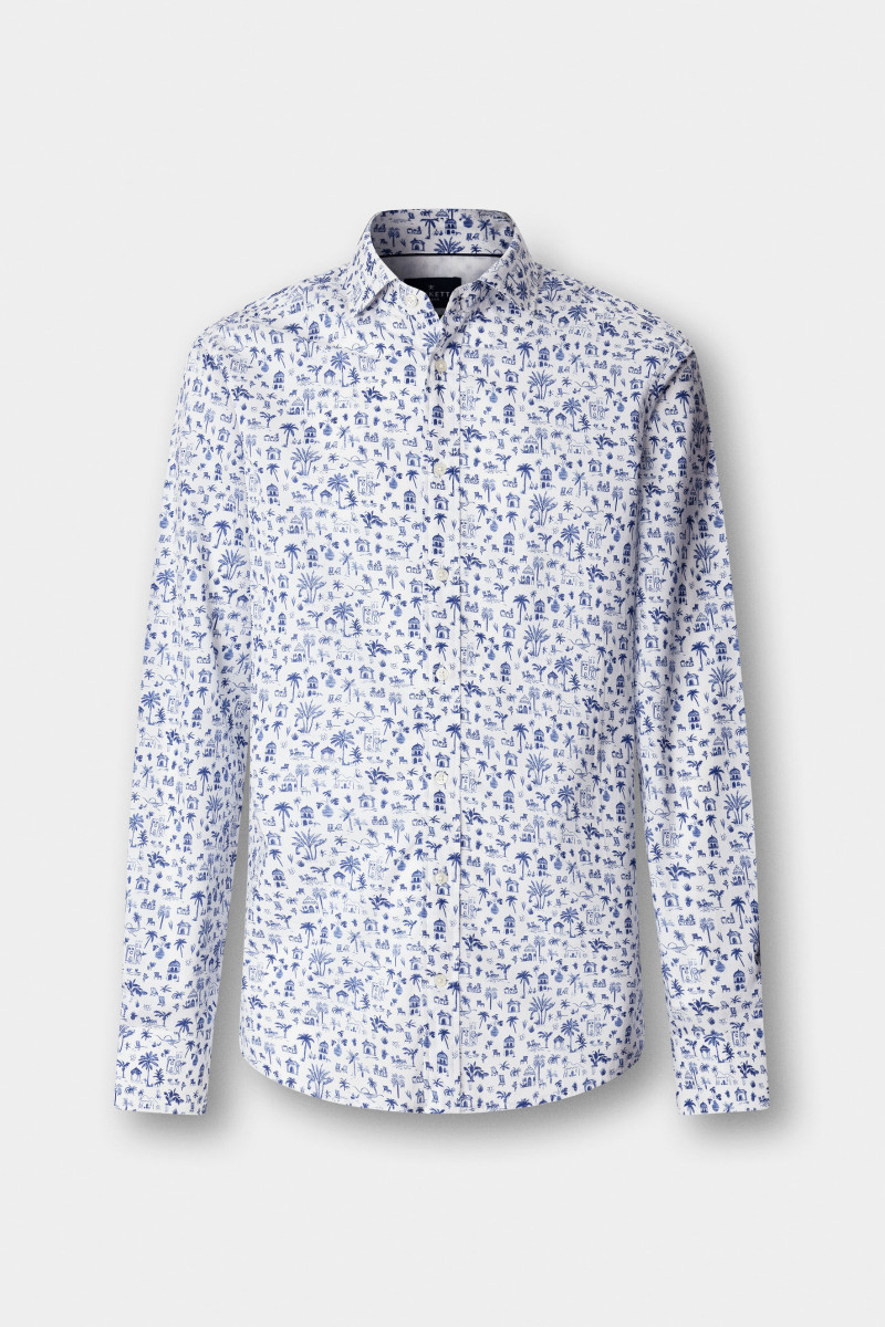 Košeľa Hackett London Island Print Ultra Blue