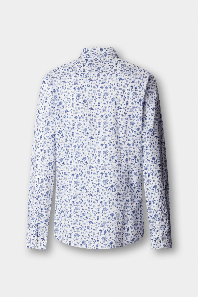 Košeľa Hackett London Island Print Ultra Blue
