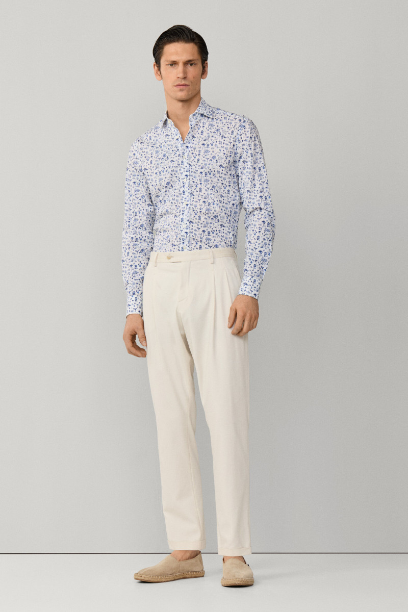 Košeľa Hackett London Island Print Ultra Blue