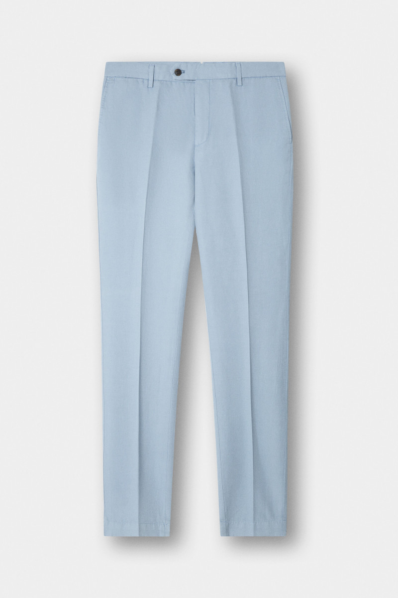 Nohavice Hackett London Cotton Linen Chino Dusty Blue