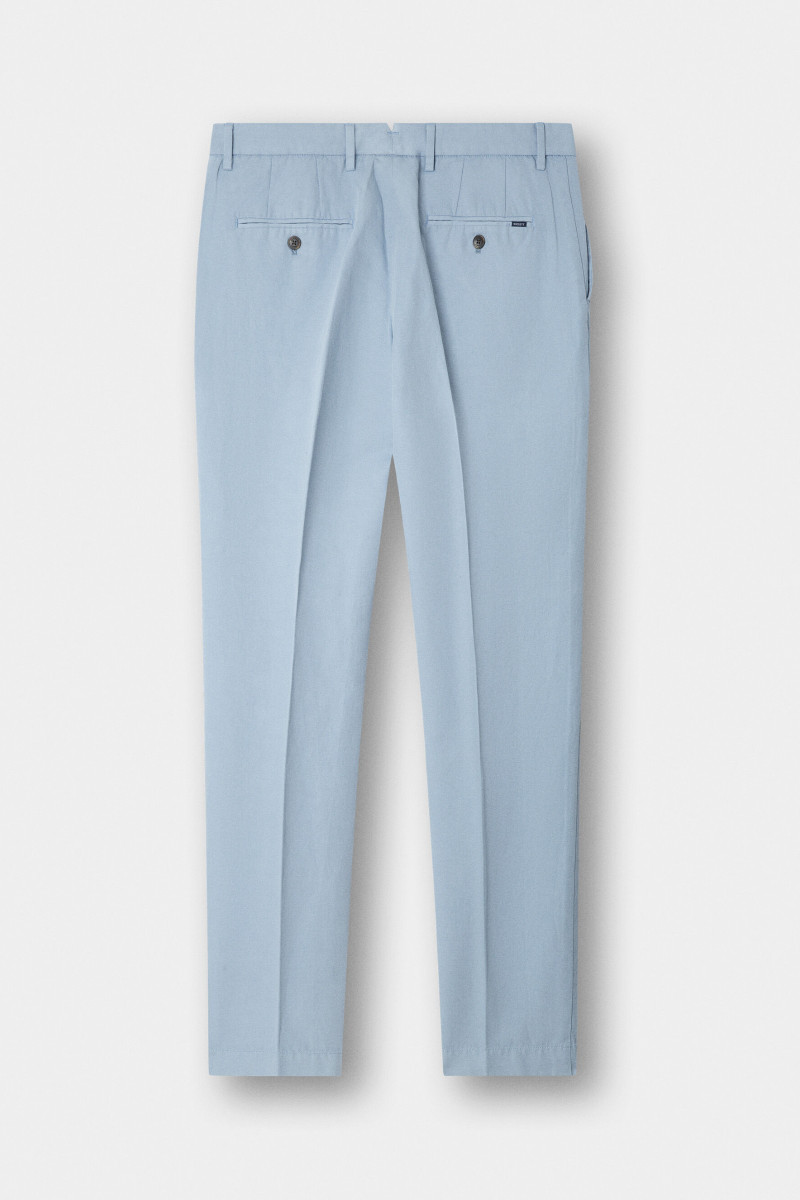 Nohavice Hackett London Cotton Linen Chino Dusty Blue