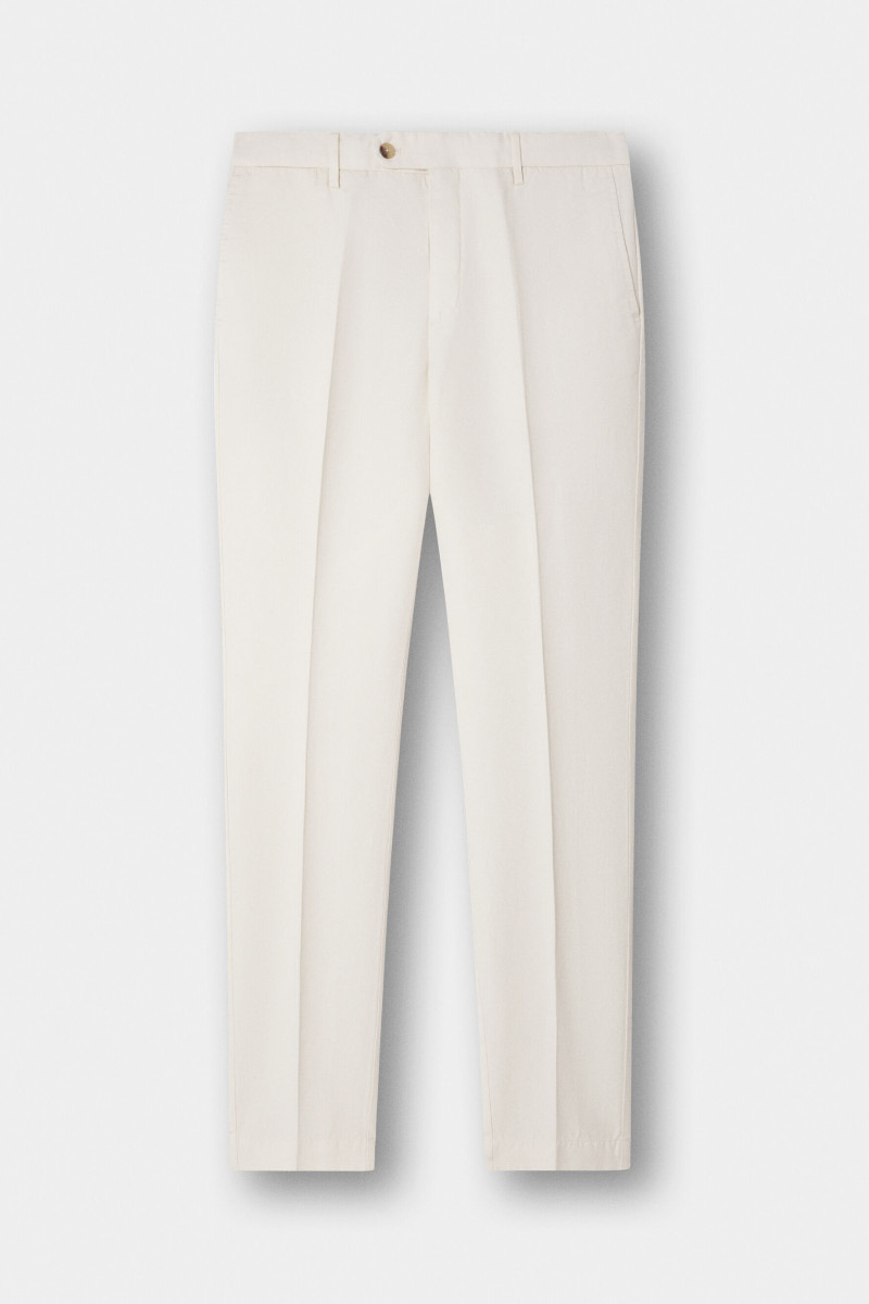 Nohavice Hackett London Cotton Linen Chino Off White