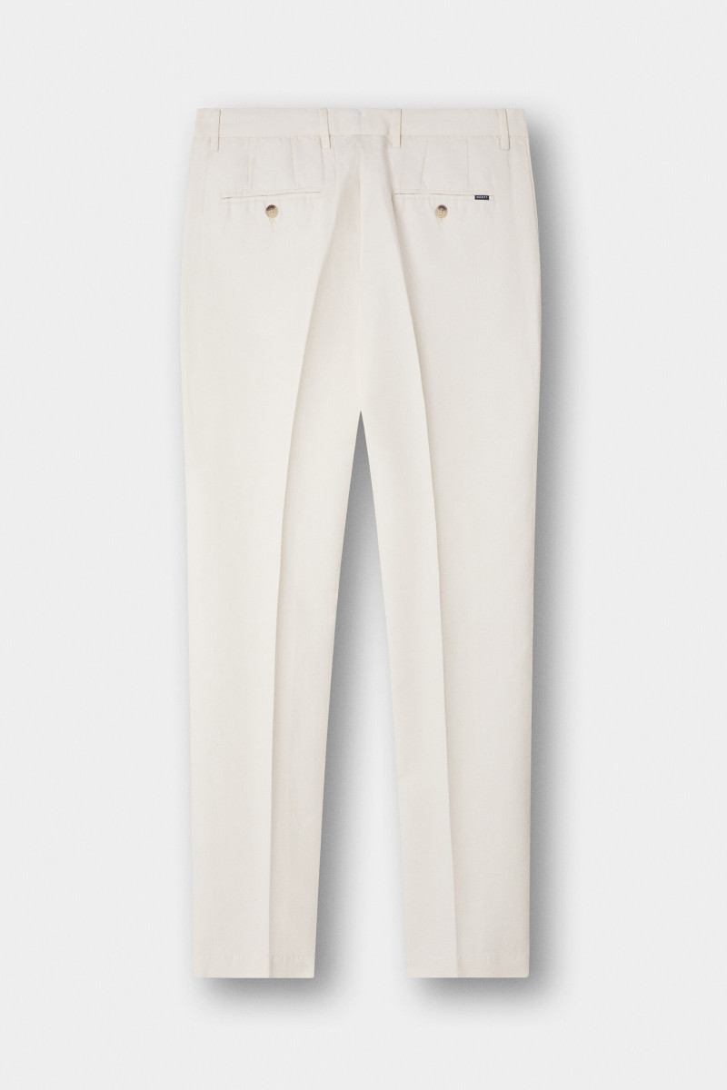 Nohavice Hackett London Cotton Linen Chino Off White