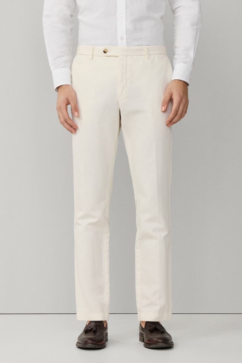 Nohavice Hackett London Cotton Linen Chino Off White