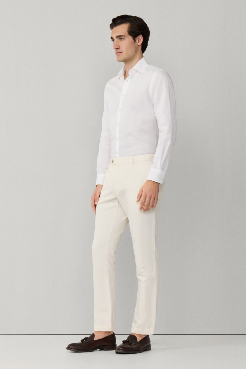 Nohavice Hackett London Cotton Linen Chino Off White