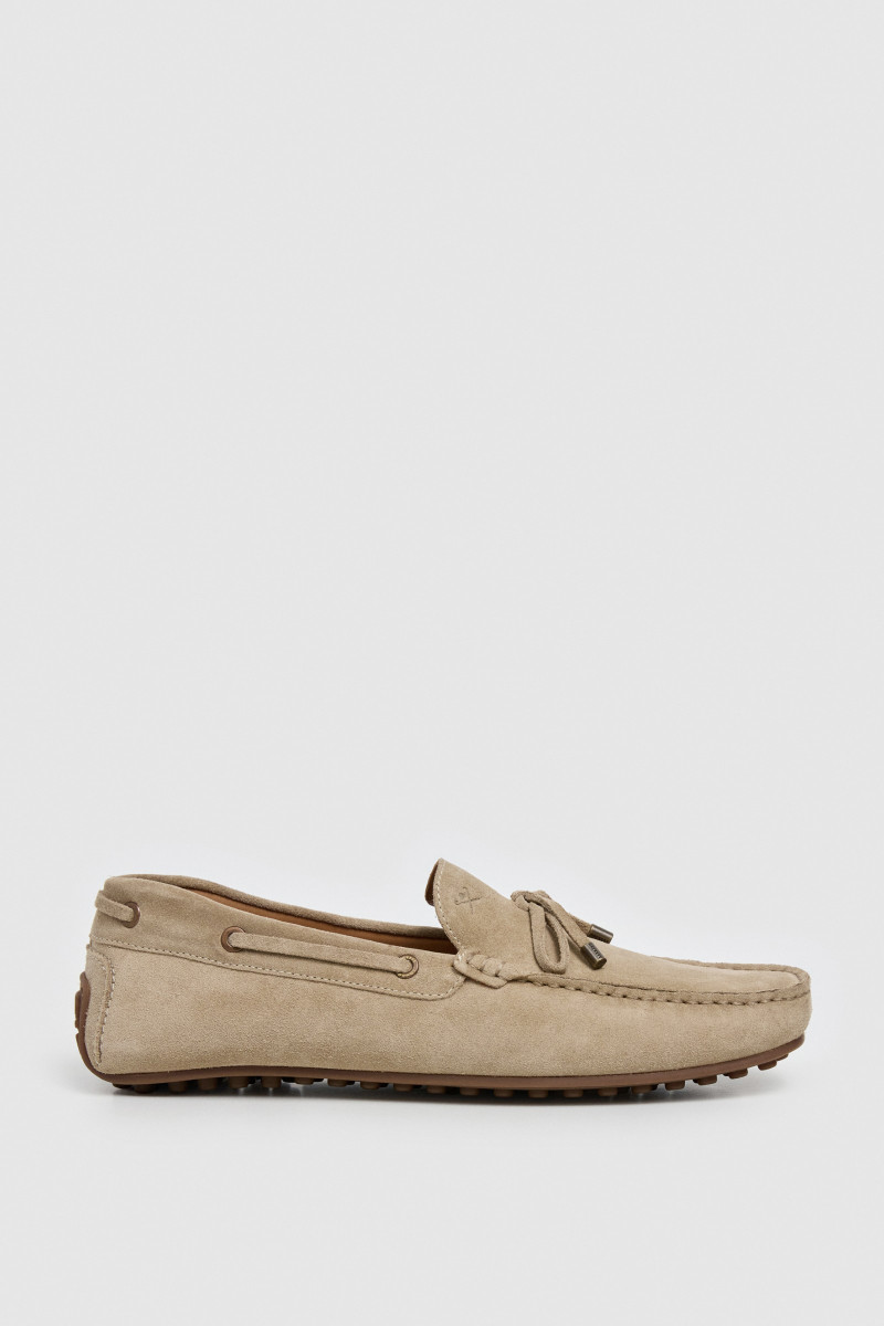 Mokasíny Hackett London Driver Laces Sand Beige