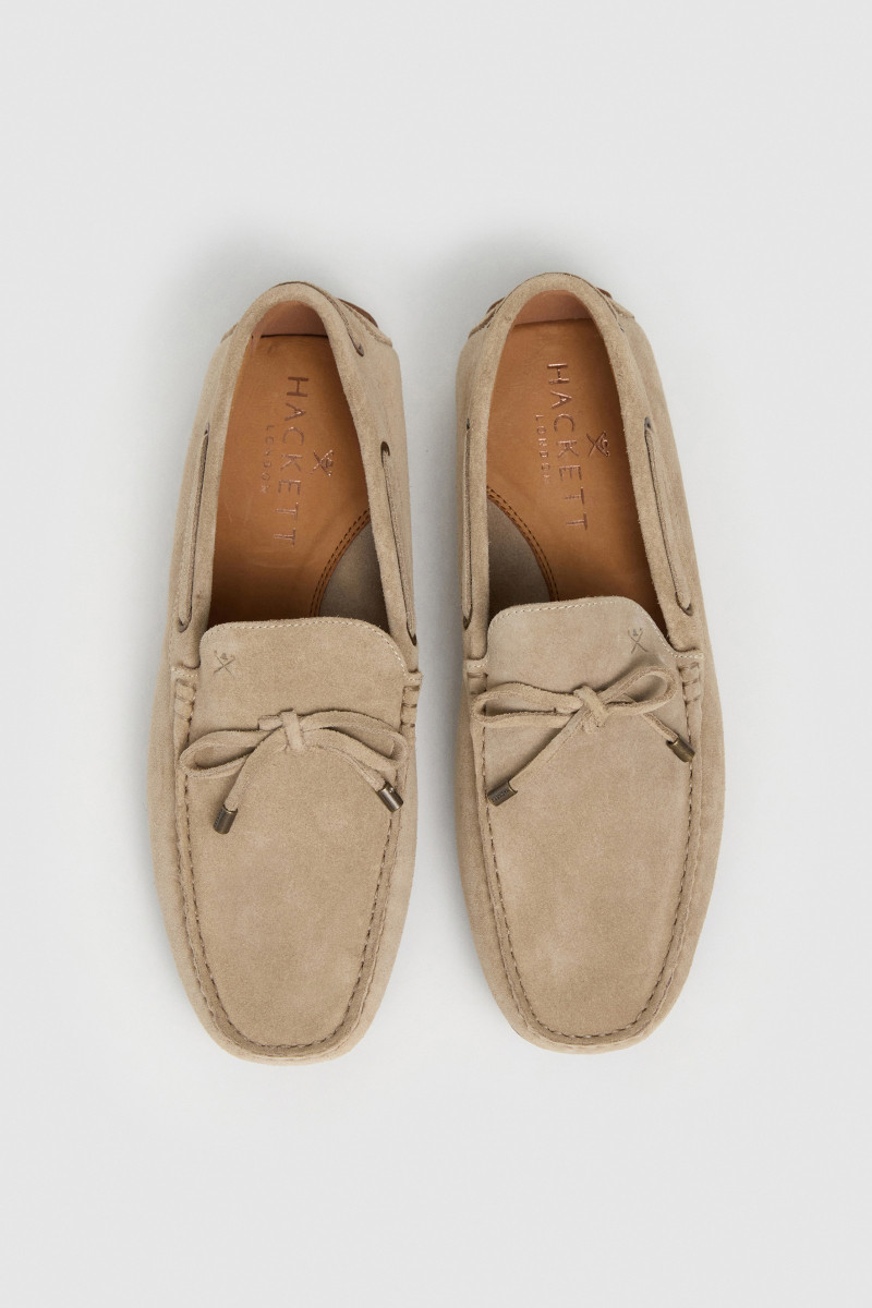 Mokasíny Hackett London Driver Laces Sand Beige