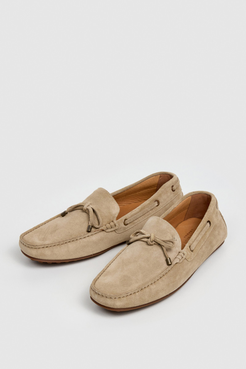 Mokasíny Hackett London Driver Laces Sand Beige