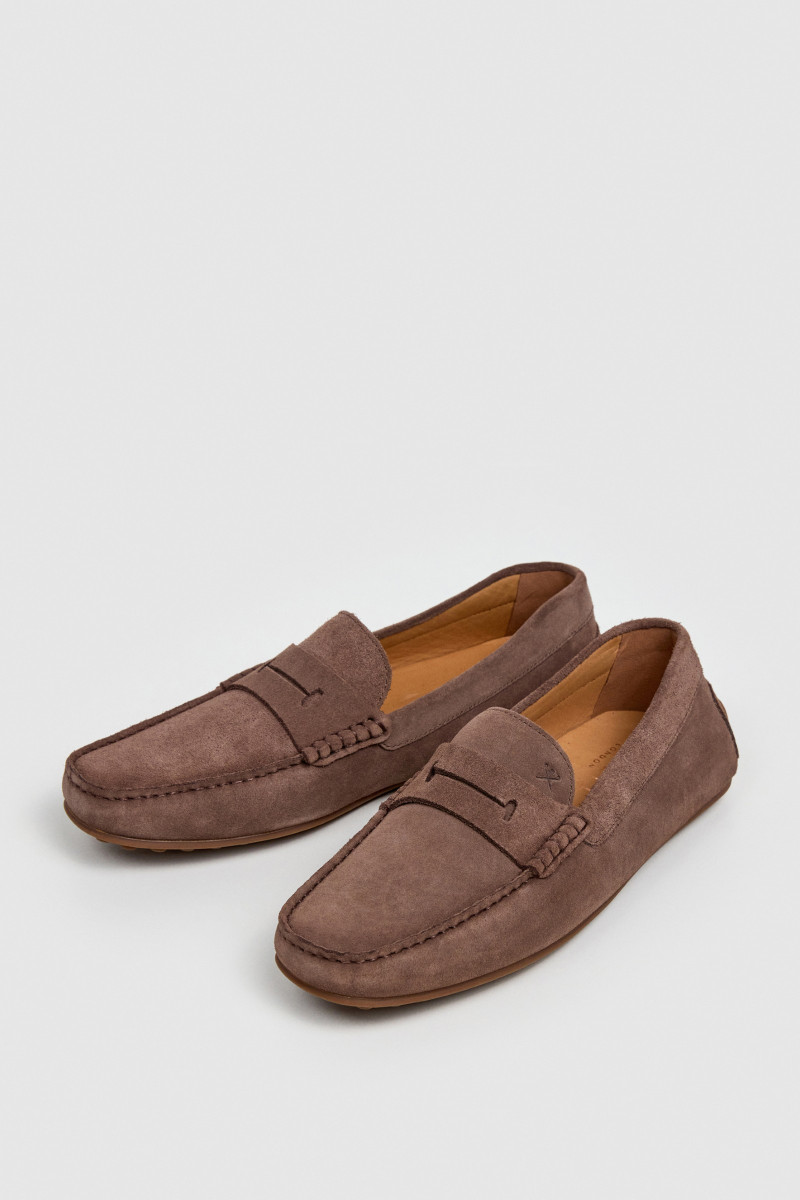 Mokasíny Hackett London Driver Saddle Toffee Brown