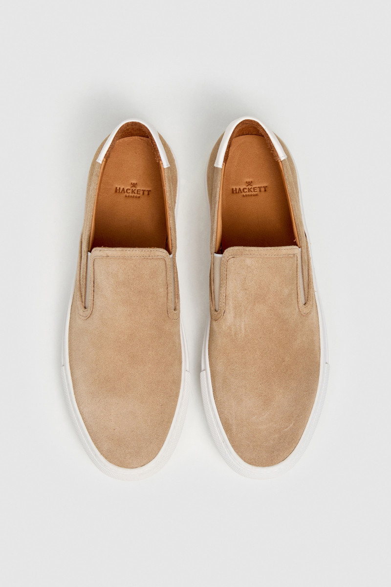 Tenisky Hackett London Idol Slip On Stone Beige