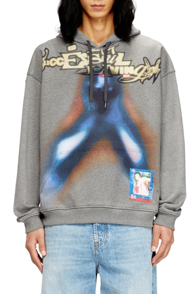 Levně Mikina diesel s-boxt-hood-v4 sweat-shirt grey melange bc21