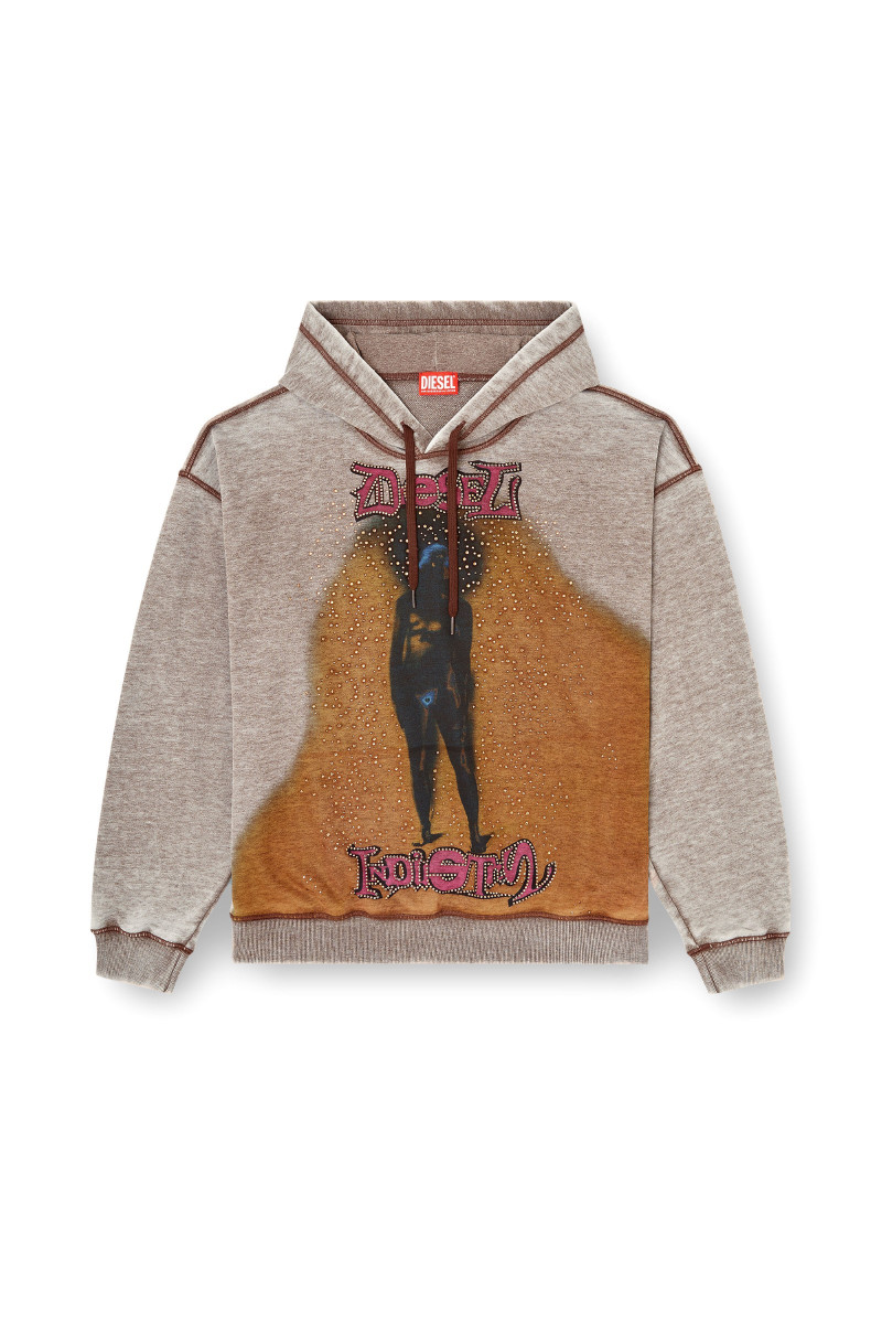 Mikina Diesel S-Boxton-Hood Sweat-Shirt Marrone Scuro