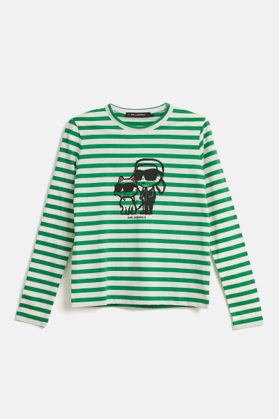 TRIČKO KARL LAGERFELD IKON PRINT STRIPE LSLV TOP - Fotografia č. 1