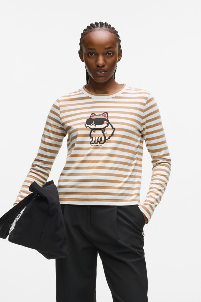 TRIČKO KARL LAGERFELD IKON PRINT STRIPE LSLV TOP - Fotografia č. 1