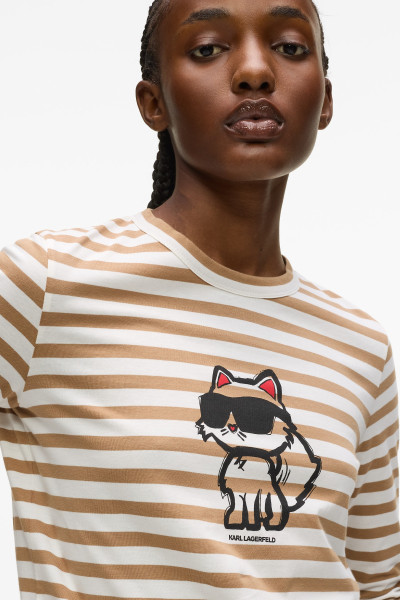 TRIČKO KARL LAGERFELD IKON PRINT STRIPE LSLV TOP - Fotografia č. 4