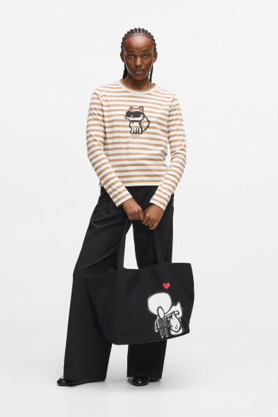 TRIČKO KARL LAGERFELD IKON PRINT STRIPE LSLV TOP - Fotografia č. 2