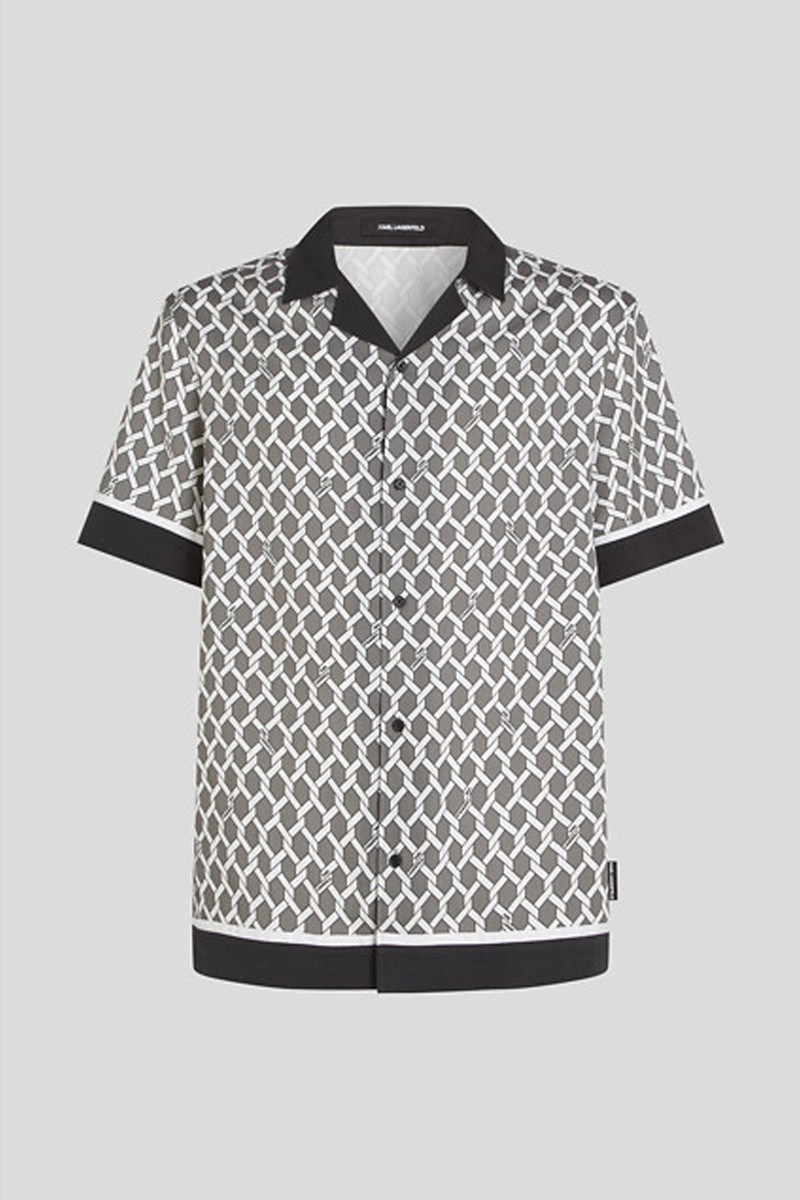 Košeľa Karl Lagerfeld Rope Aop Sslv Shirt Sedona Sage