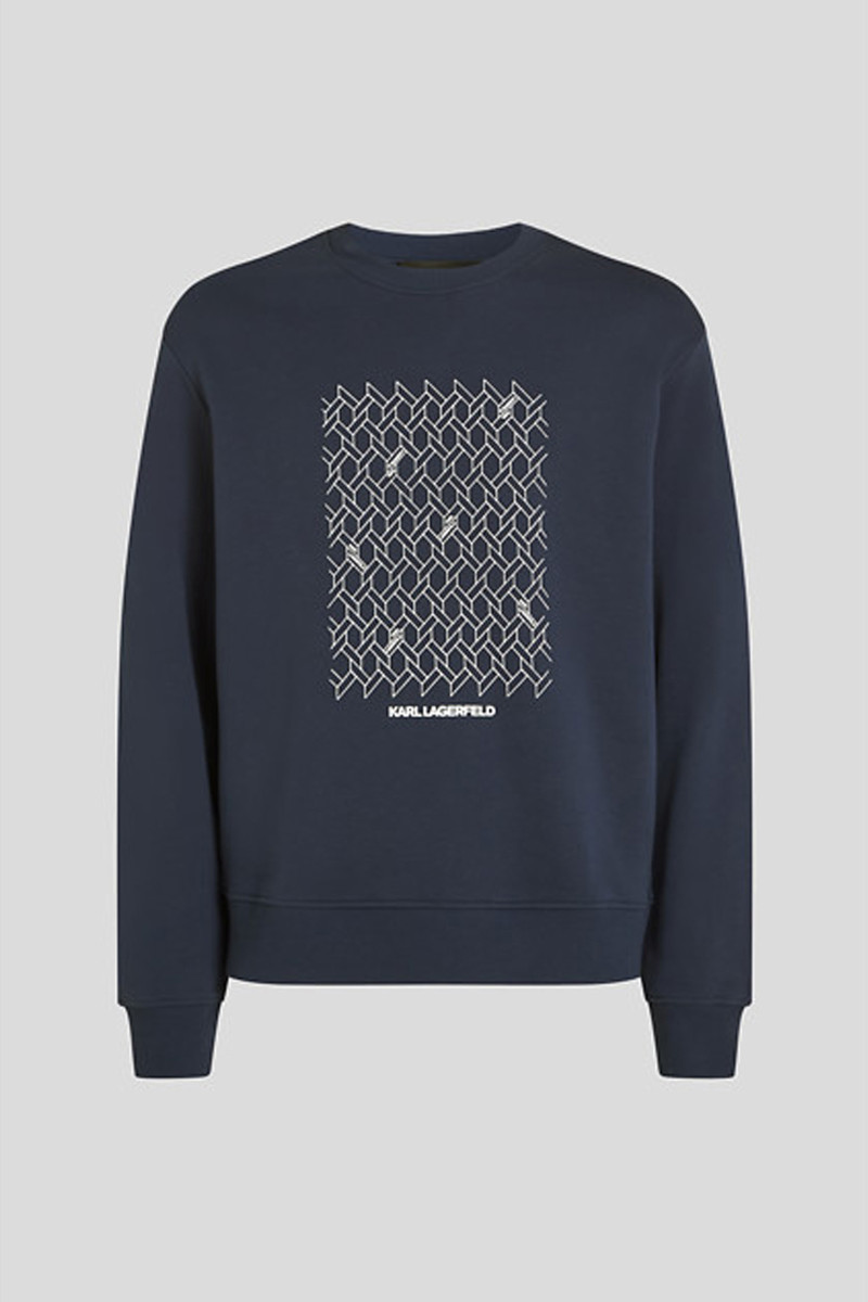 Mikina Karl Lagerfeld Geometric Print Sweatshirt Peacoat