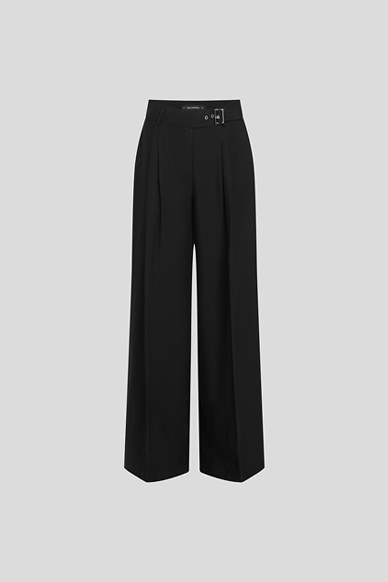Nohavice Karl Lagerfeld Belt Detail Daily Pants Black