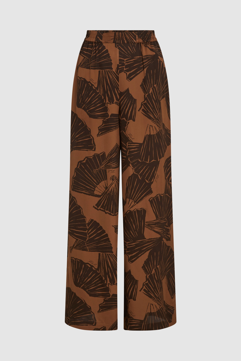 Nohavice Karl Lagerfeld Printed Fluid Pants Graphic Fan Friar Brown