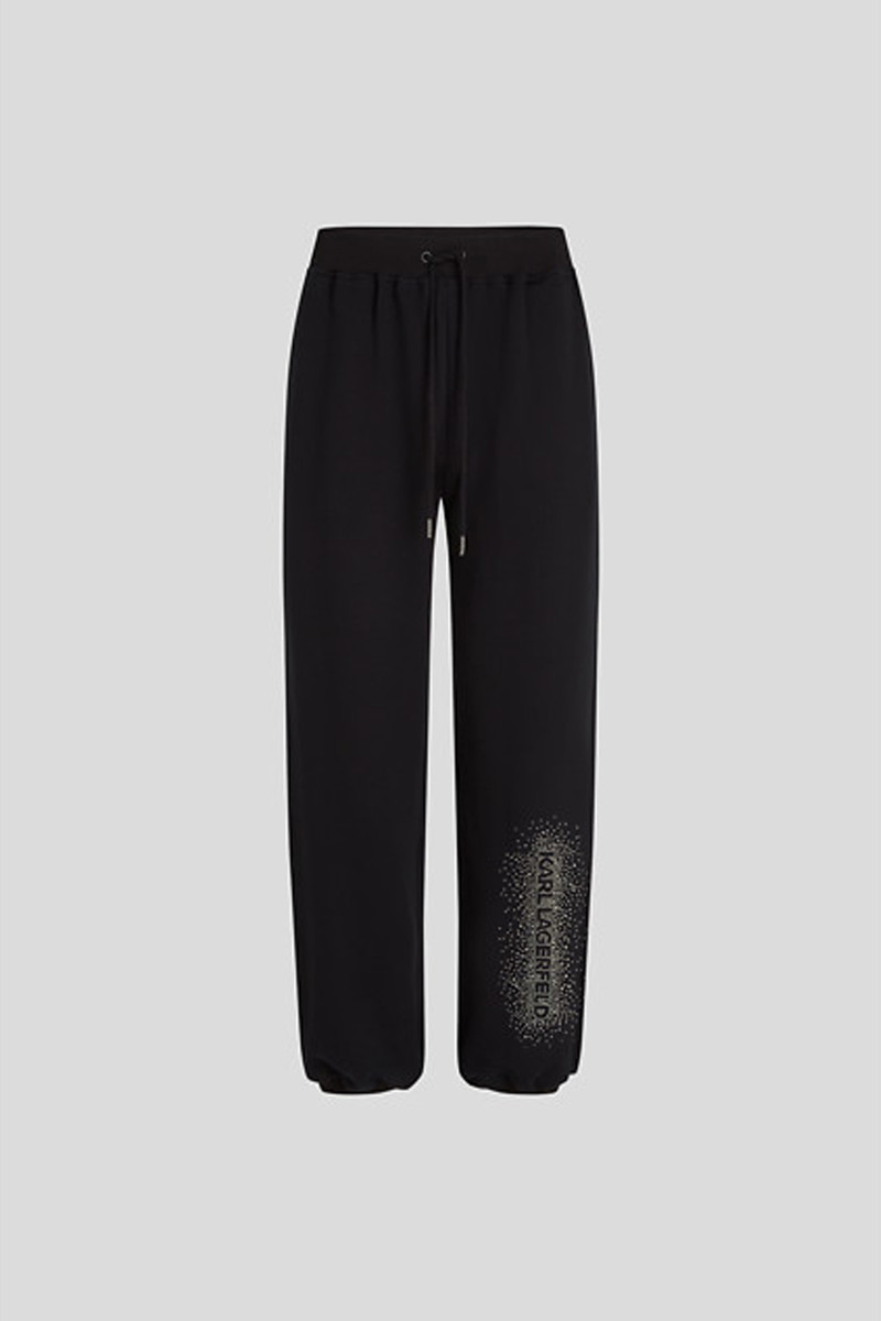 Levně Tepláky karl lagerfeld logo rhinestone sweatpants black