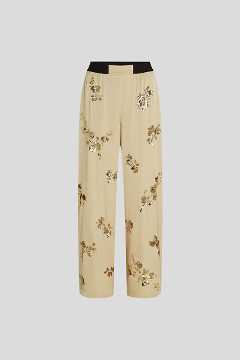 Levně Kalhoty karl lagerfeld fluid sequins pants champagne sequins