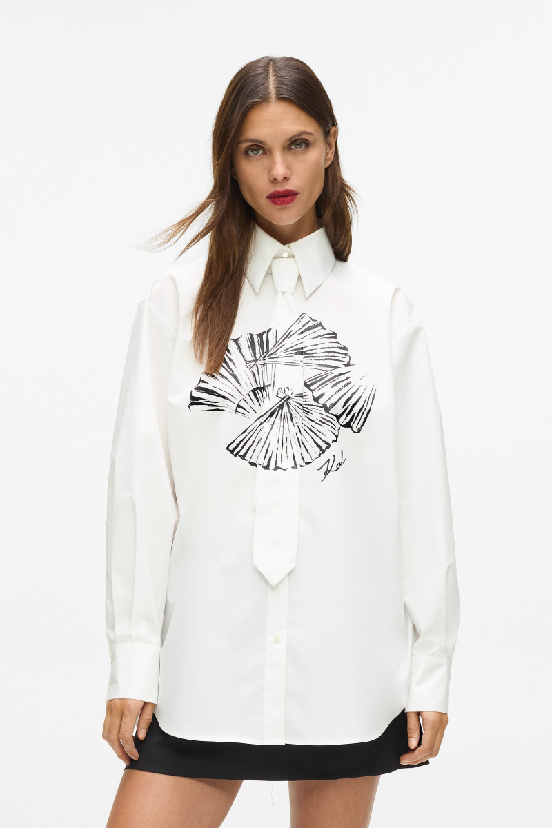Levně Košile karl lagerfeld poplin tie shirt white