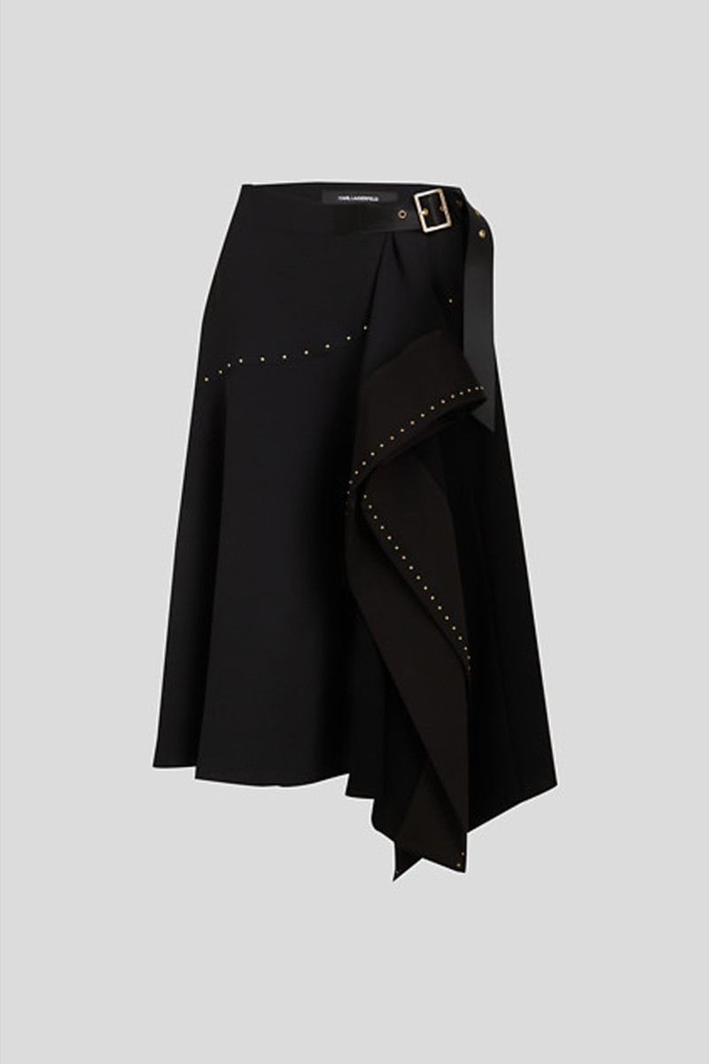 Levně Sukně karl lagerfeld mini stud detail fluid skirt black