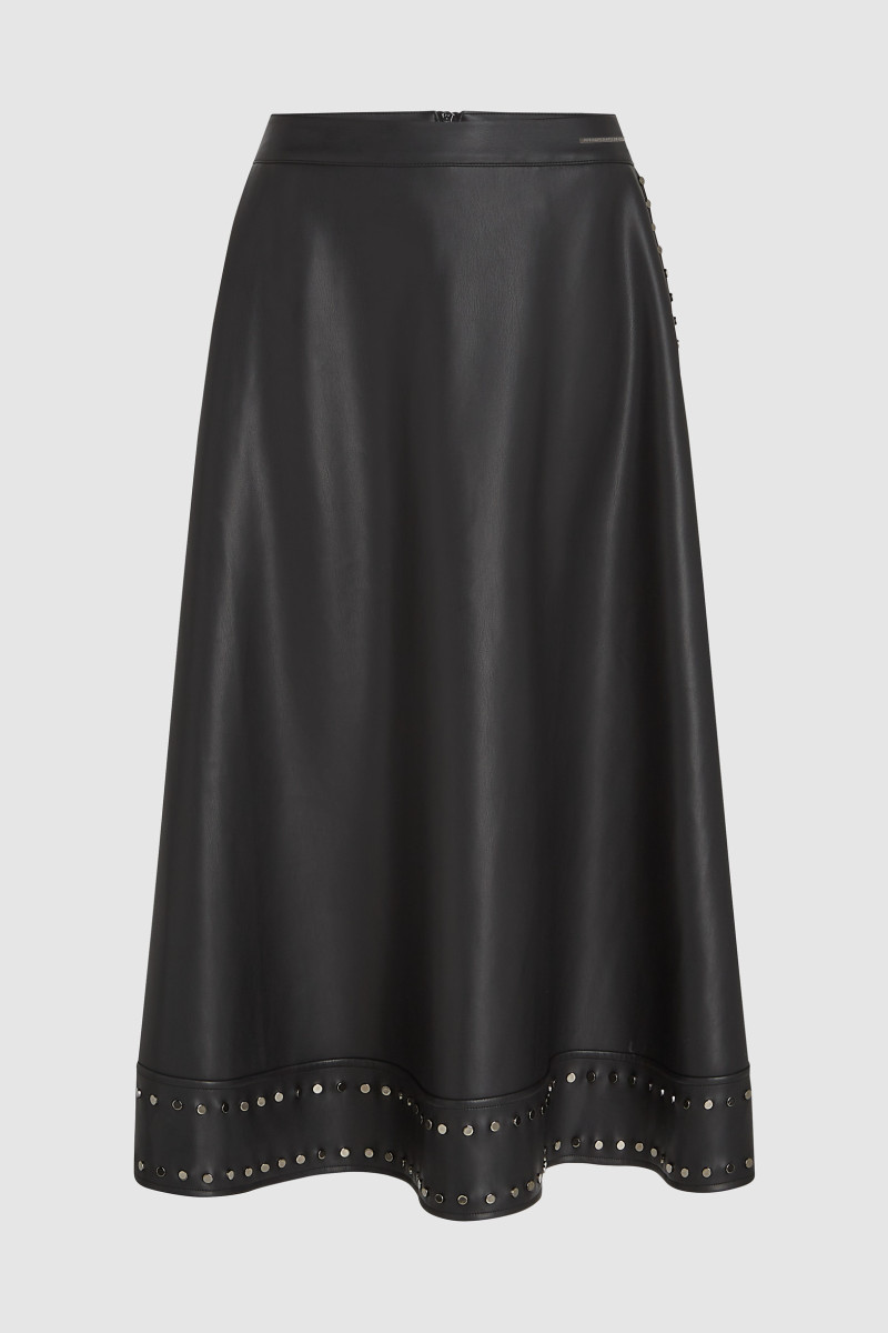 Sukňa Karl Lagerfeld Stud Detail Faux Leather Skirt Black