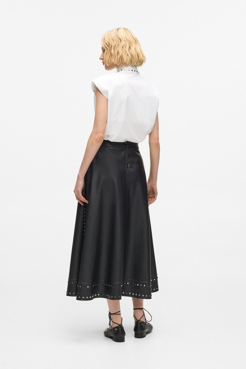 Sukňa Karl Lagerfeld Stud Detail Faux Leather Skirt Black